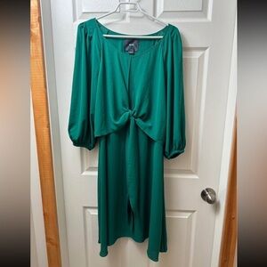 Anthropologie "Valparaiso Dress" by Maeve, Green Chiffon, Tie Front size 12